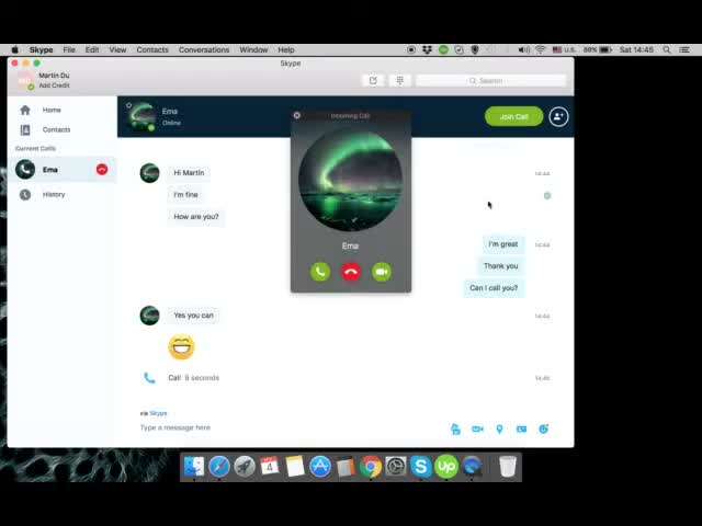 Skype Incoming Call (In-App Demo)