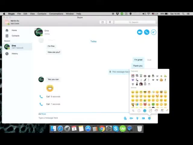 Skype Send Reaction (In-App Demo)