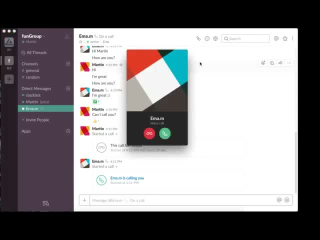 Slack Incoming Call Ringtone (In-App Demo)